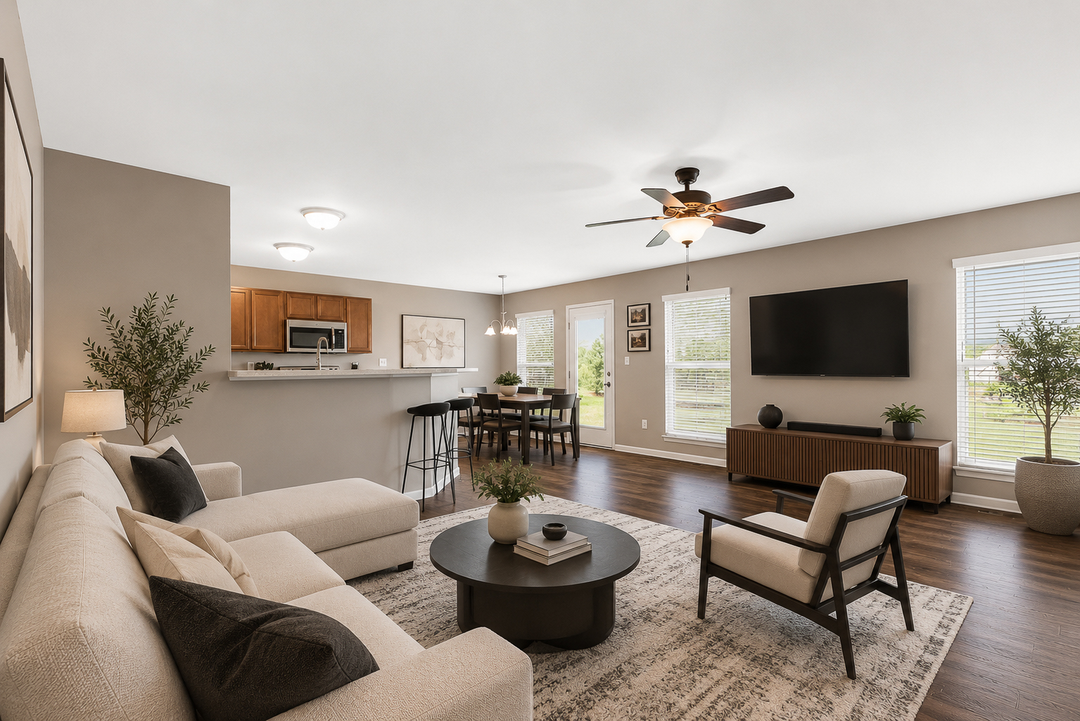 Same living room after virtual staging